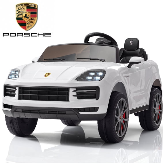Lusens Porsche Cayenne 24V 2-Seater Ride-On Car, White, Official Licensed, LED Lights, for Kids 3+