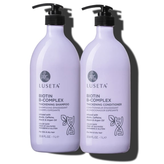 Luseta Biotin B-Complex Thickening Hair Loss Shampoo &amp; Conditioner Set for Thin &amp; Dry Hair - Sulfate Free Paraben Free Color Safe