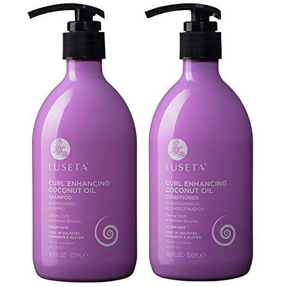 Luseta Curl Enhancing Coconut Oil Shampoo & Conditioner Set,Unlimited Bounce and Definition, Reduce Frizz and Repair Dry Hair, for All Curl Types Sulfate & Paraben Free, 2 x 16.9oz