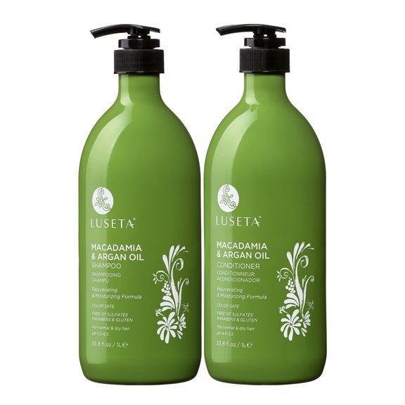 Luseta Macadamia & Argan Oil Shampoo & Conditioner Set 2 x 33.8oz for Normal & Dry Hair - Sulfate Free Paraben Free