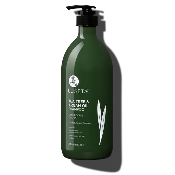 Luseta Tea Tree & Argan Oil Clarify & Repair Shampoo for Damaged & Oily Hair - Sulfate Free Paraben Free Color Safe