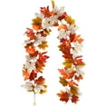 thumbnail image 1 of Lush 36-Head Maple Leaf Garland – Bright Orange, Red & Yellow Faux Fall Leaves for Indoor & Outdoor Decoration, 1 of 7