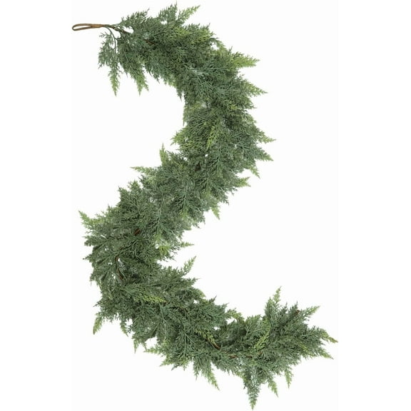 Lush 6 FT Christmas Garland,Cedar Garland Artificial Realistic,Real Touch Pine Garlands,Christmas Greenery Garlands for Fireplace,Table Mantel Porch Indoor Outdoor Winter Xmas Decoration(1,6FT)