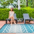 thumbnail image 1 of Lush Ambience 6 x 9 Aqua Waterproof Outdoor Rug For Patios, Backyards, Decks, Porches, Picnic, Rv, Camping, 1 of 9