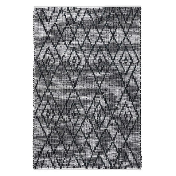 Lush Ambience Navya Indoor Rag Area Rug | Hand Woven, Ecofriendly, Recycled Polyester Rug for Indoor Outdoor Use | 8X10 Ft | Black