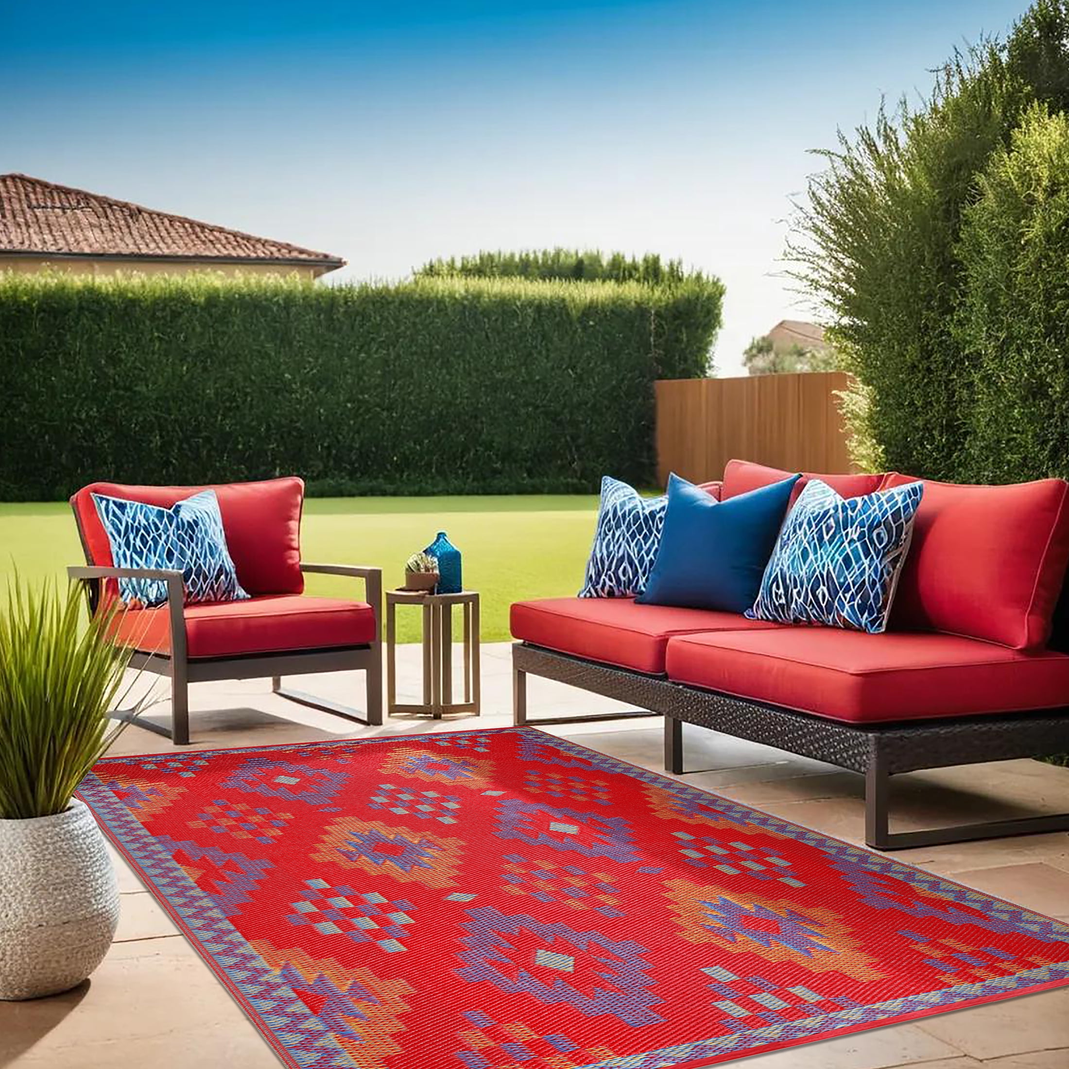 Lush Ambience Outdoor Rug Waterproof, Reversible, Crease Free, Fade