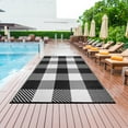 thumbnail image 1 of Lush Ambience Outdoor Rug - Waterproof, Reversible, Crease Free, Washable, Fade Resistant - Recycled Plastic Area Rugs for Patio, Porch, Deck, Balcony, Farmhouse - Hayat Black 5X8, 1 of 9