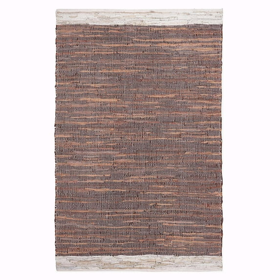 Lush Ambience Yashi Indoor Rag Area Rug | Hand Woven, Ecofriendly, Recycled Polyester Rug for Indoor Outdoor Use | 5X8 Ft | Tan & Beige