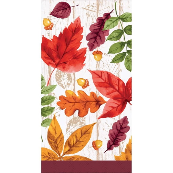 Lush Autumn Leaves 3-Ply Guest Paper Dinner Napkins 16 Per Pack