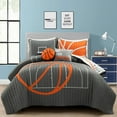 thumbnail image 1 of Lush D?cor Basketball Game Reversible Oversized Quilt Charcoal 5Pc Set Full/Queen, 1 of 11