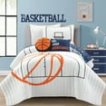 thumbnail image 1 of Lush D?cor Basketball Game Reversible Oversized Quilt White/Navy 4Pc Set Twin, 1 of 11