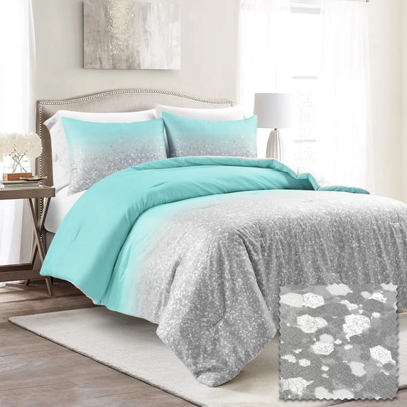 Lush Décor Blue and Gray, Ombre Polyester Comforters, Full/Queen, (3 Counts)