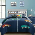 thumbnail image 1 of Lush D?cor Racing Cars Reversible Oversized Quilt Navy 5Pc Set Full/Queen, 1 of 11