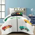 thumbnail image 1 of Lush D?cor Racing Cars Reversible Oversized Quilt White 4Pc Set Twin, 1 of 11