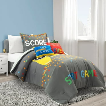Lush D?cor Video Games Reversible Oversized Comforter Gray/Yellow 4Pc Set Twin