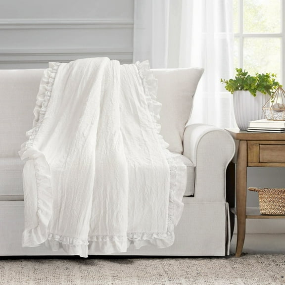 Lush Décor White Lace Polyester Throw, 50" x 60"