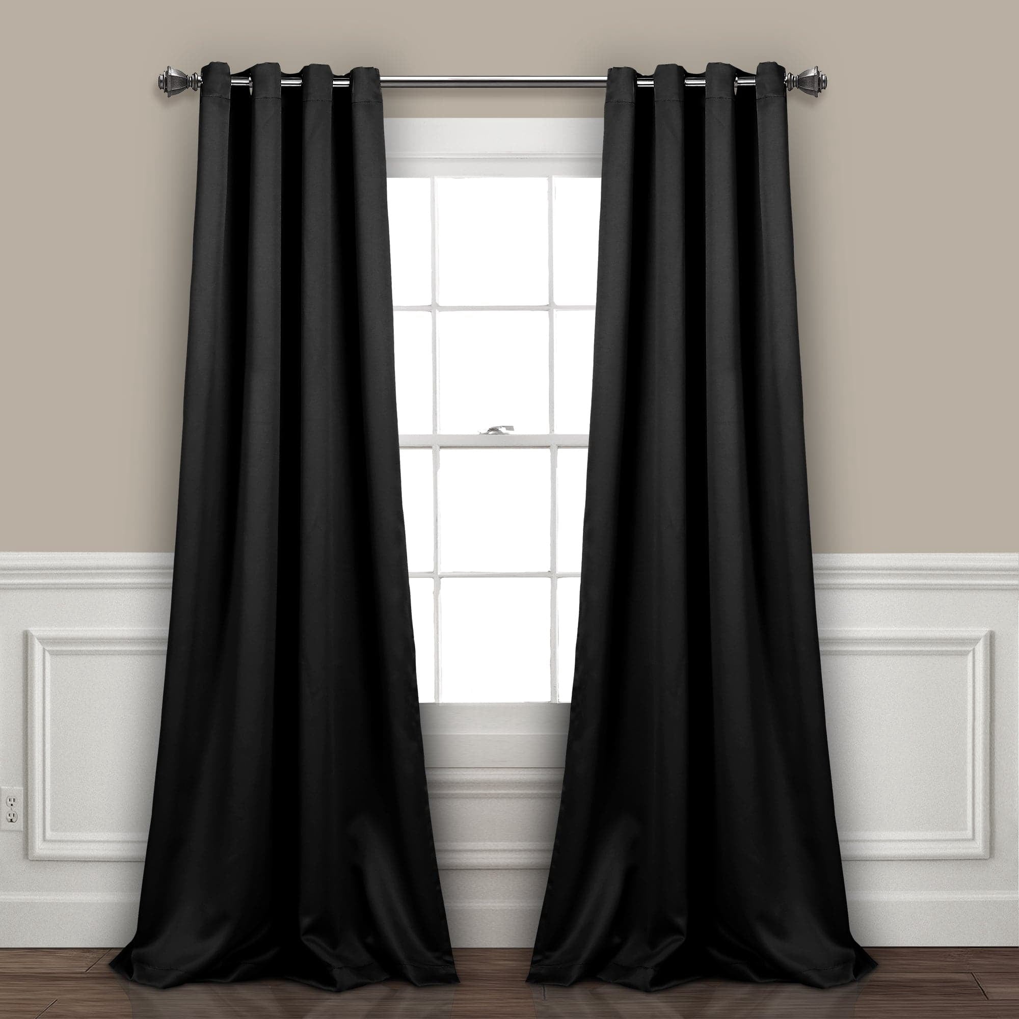 Lush Dcor Insulated Grommet Blackout Curtain Panels Black Pair Set 52x84