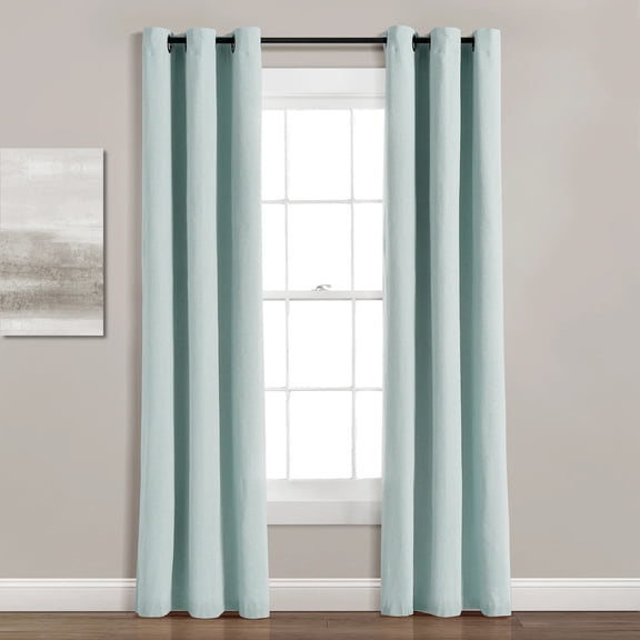 Lush Dcor Insulated Grommet Blackout Linen Window Curtain Panel Blue Single 38X84