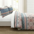 thumbnail image 1 of Lush Decor 100% Cotton Nesco Stripe Reversible Cotton Duvet Cover Navy/Coral 3Pc Set King, 1 of 9