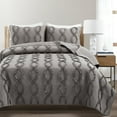 thumbnail image 1 of Lush Decor 100% Polyester Avon Textured Ruffle Quilt Dark Gray 3Pc Set Full/Queen, 1 of 11