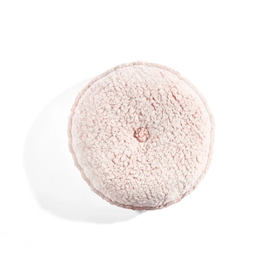 Lush Decor 100% Polyester Button Soft Sherpa Round Decorative Pillow Blush Single 15" Diameter