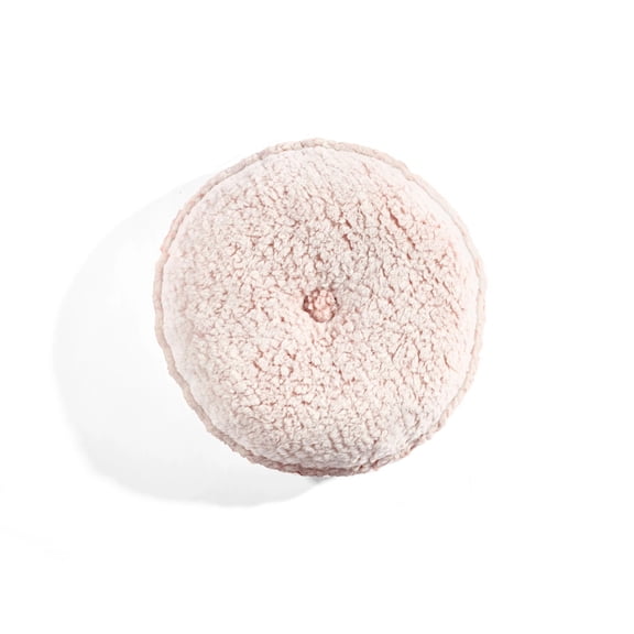 Lush Decor 100% Polyester Button Soft Sherpa Round Decorative Pillow Blush Single 15" Diameter