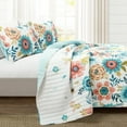 thumbnail image 1 of Lush Decor 100% Polyester Cottage Core Ariana Flower Reversible Oversized Quilt Blue/Dusty Pink 3Pc Set King/Cal King, 1 of 11