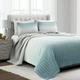 thumbnail image 1 of Lush Decor 100% Polyester Crinkle Ombre Quilt Blue/Gray 3Pc Set Full/Queen, 1 of 11