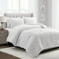 thumbnail image 1 of Lush Decor 100% Polyester Crinkle Textured Dobby Comforter White 3Pc Set Full/Queen, 1 of 11