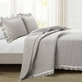 thumbnail image 1 of Lush Decor 100% Polyester Ella Shabby Chic Ruffle Lace Quilt Light Gray 3Pc Set King, 1 of 11