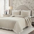 thumbnail image 1 of Lush Decor 100% Polyester Ella Shabby Chic Ruffle Lace Quilt Neutral 3Pc Set Full/Queen, 1 of 11