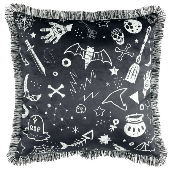 Lush Decor 100% Polyester Halloween Elements Decorative Pillow Black Single 18X18+1