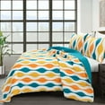 thumbnail image 1 of Lush Decor 100% Polyester Mid Century Geo Quilt Turquoise/Orange 3Pc Set King, 1 of 11