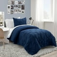 thumbnail image 1 of Lush Decor 100% Polyester Ravello Pintuck BIAB Soft Reversible Printed Comforter With Sheet Set Navy 5Pc Set Twin-Xl, 1 of 11