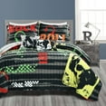 thumbnail image 1 of Lush Decor 100% Polyester Rock N Roll Reversible Quilt Black/Multi 5Pc Set Full/Queen, 1 of 11