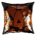 thumbnail image 1 of Lush Decor 100% Polyester Sparkle Pumpkin 1 Decorative Pillow Black/Orange Single 18X18, 1 of 5