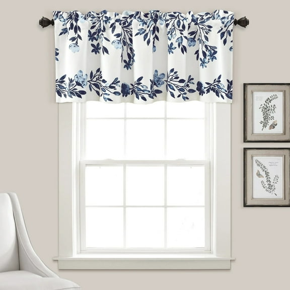 Lush Decor 100% Polyester Tanisha Room Darkening Valance Navy/White Single 52X18+2