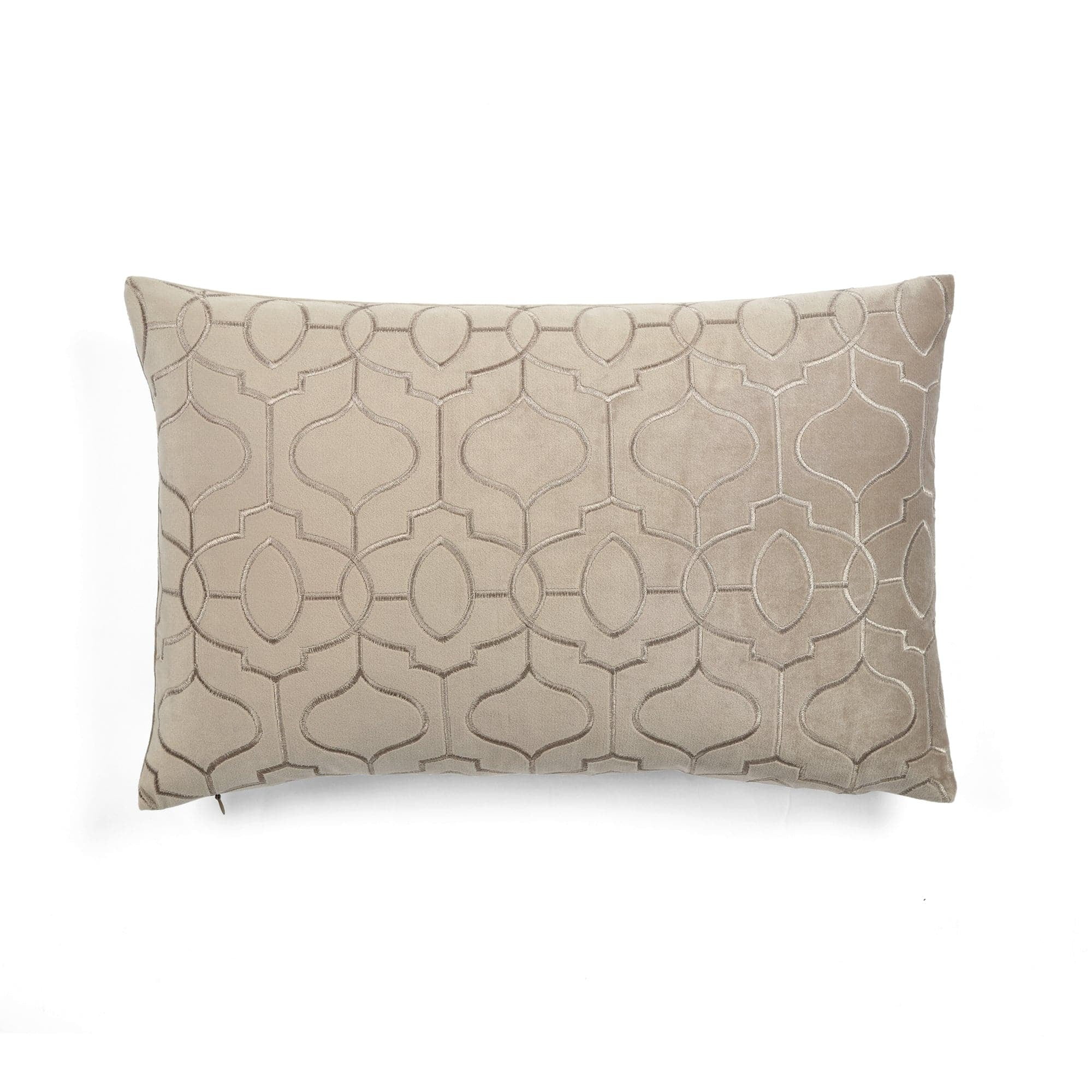 Taupe Embroidered Faux Velvet Euro Decorative Pillow Cover