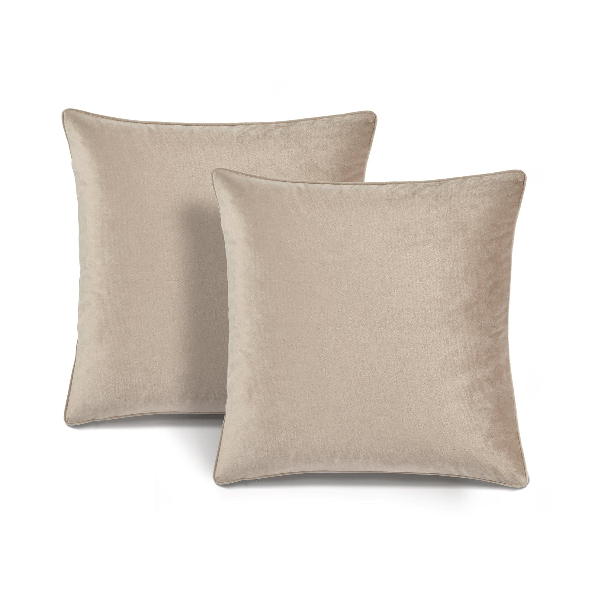 Taupe Velvet Square Decorative Pillow Covers, 20" x 20", Set of 2