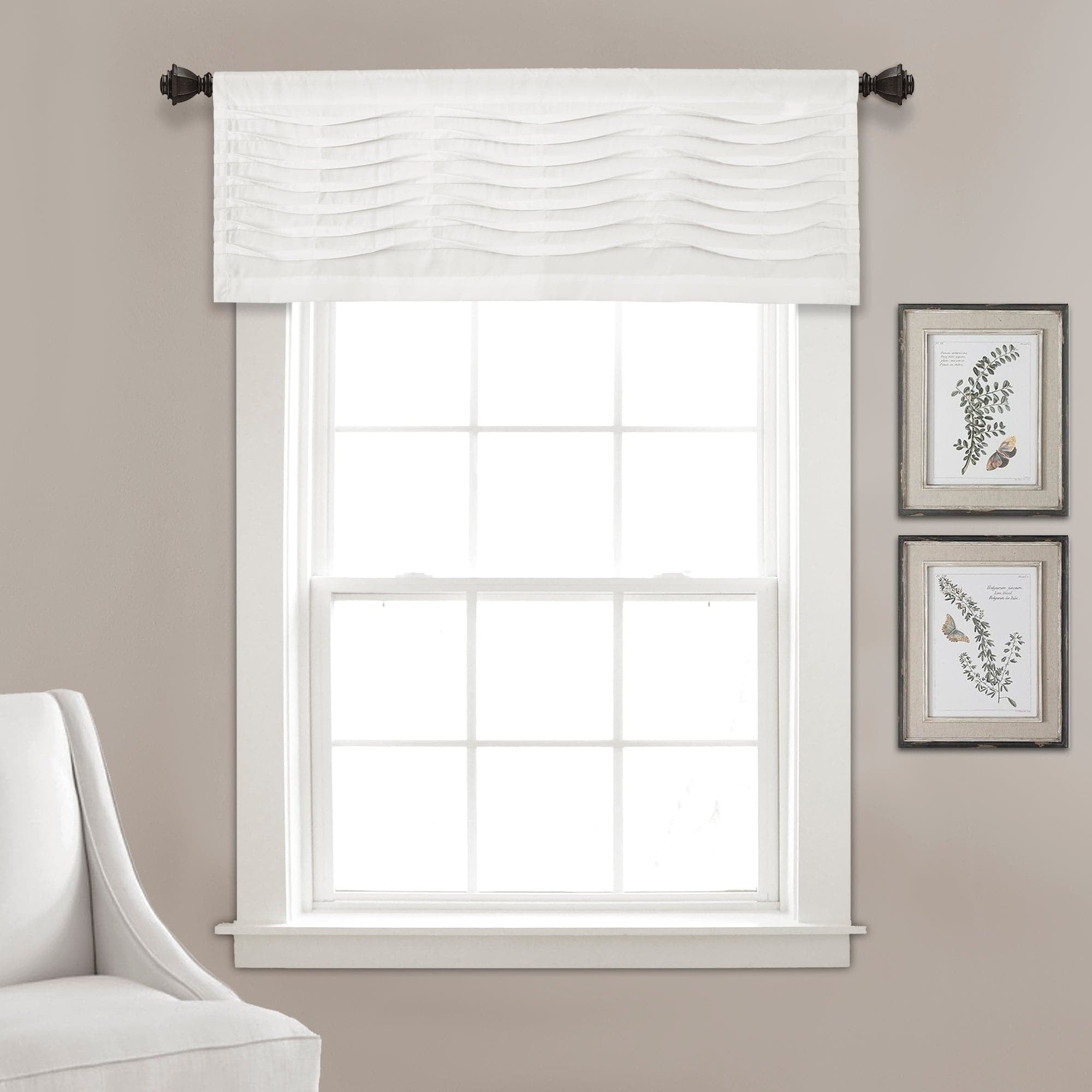 White Wave Texture Rod Pocket Valance Curtain