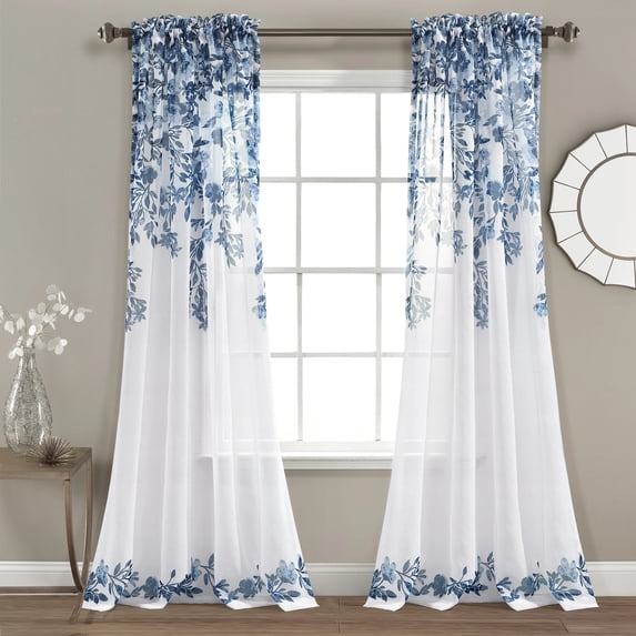 Lush Decor 2 Piece Floral Sheer Curtain Set