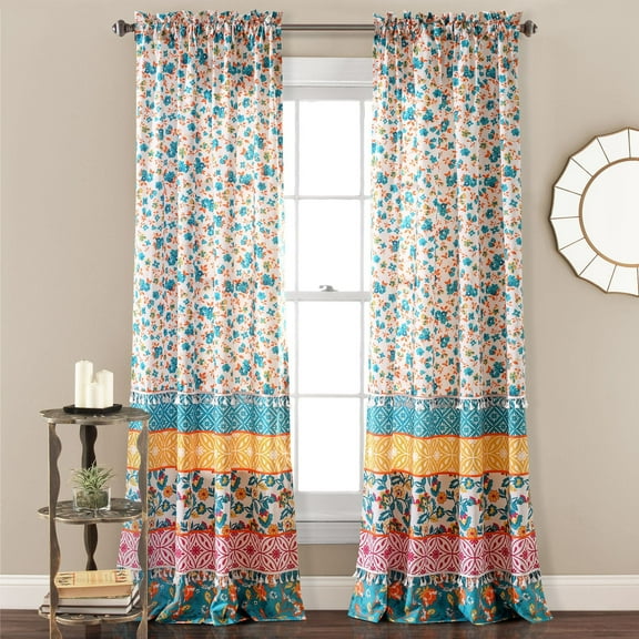 Lush Decor 2 Piece Floral Sheer Curtain Set