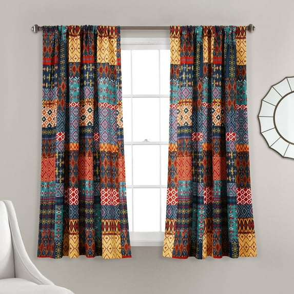 Lush Decor 2 Piece Geometric Light Filtering Curtain Set