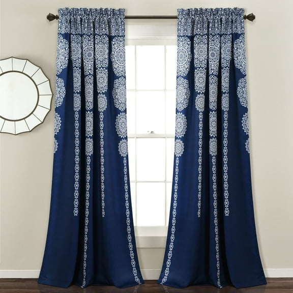 Lush Decor 2 Piece Medallion Light Filtering Curtain Set