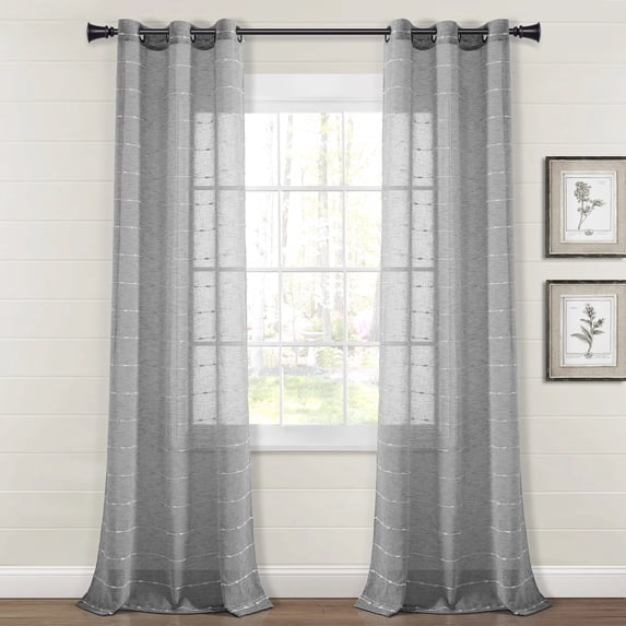 Lush Decor 2 Piece Texture/Embroidery Sheer Curtain Set