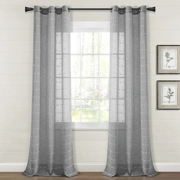 Lush Decor 2 Pieces Texture/Embroidery Sheer Curtain Set