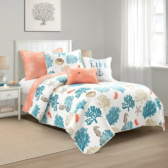 Lush Decor 320 Thread Count 5 Piece Quilt Set, Twin