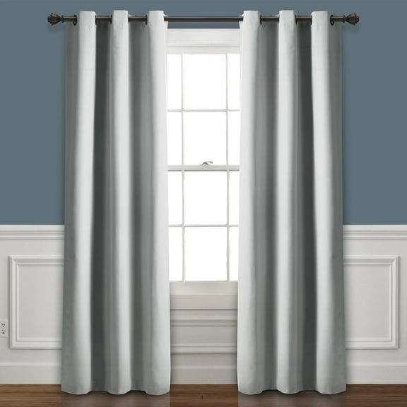 Lush Decor Absolute Blackout 108" x 38" Solid Light Gray 100% Polyester Metal Grommets Pair Window Panel