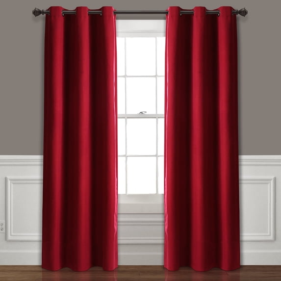 Lush Decor Absolute Blackout 84" x 38" Solid Burgundy 100% Polyester Metal Grommets Pair Window Panel