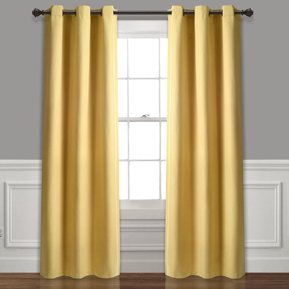 Lush Decor Absolute Blackout 84" x 38" Solid Yellow 100% Polyester Metal Grommets Pair Window Panel